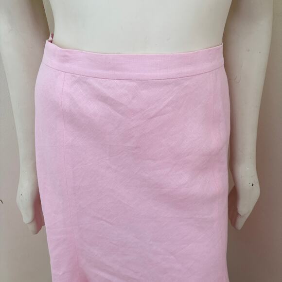 NEW CHAPS 100% Linen Flared Midi Skirt in Pink Spring Easter SZ 14 - Picture 2 of 9